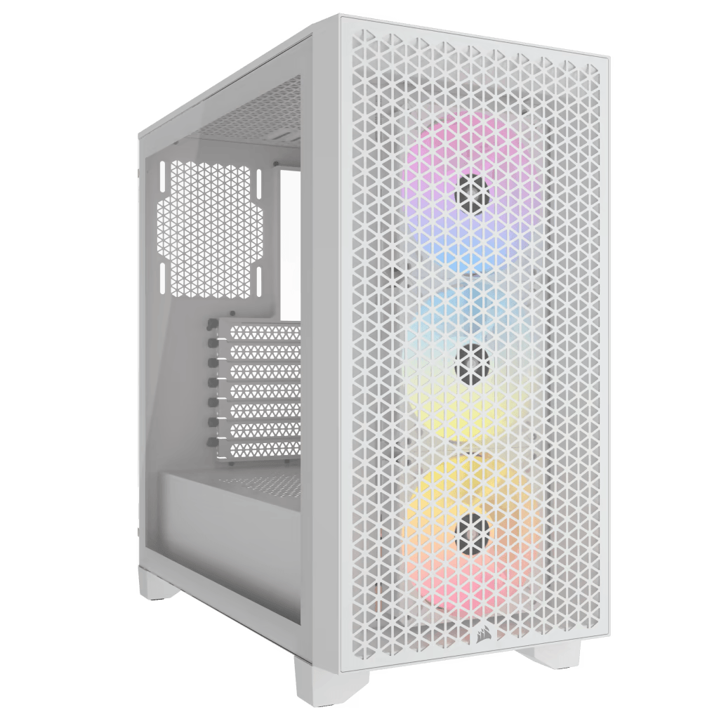 Corsair 3000D RGB AIRFLOW Mid-Tower PC White Case, Tempered Glass, Fits up to 8x 120mm fans and up to 360mm radiators, 3x AR120 RGB fans, Fits four-slot graphics cards up to 360mm in length | CC-9011256-WW image