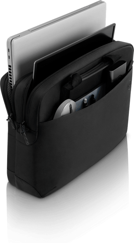 Dell EcoLoop Pro Briefcase 15, 840D fabric, 4.3 in x 11.4 in, Fits most Dell screen sizes up to 15.6",  100% recycled ocean-bound plastic, Weather-resistant, adjustable shoulder strap, luggage pass through, reflective accent image