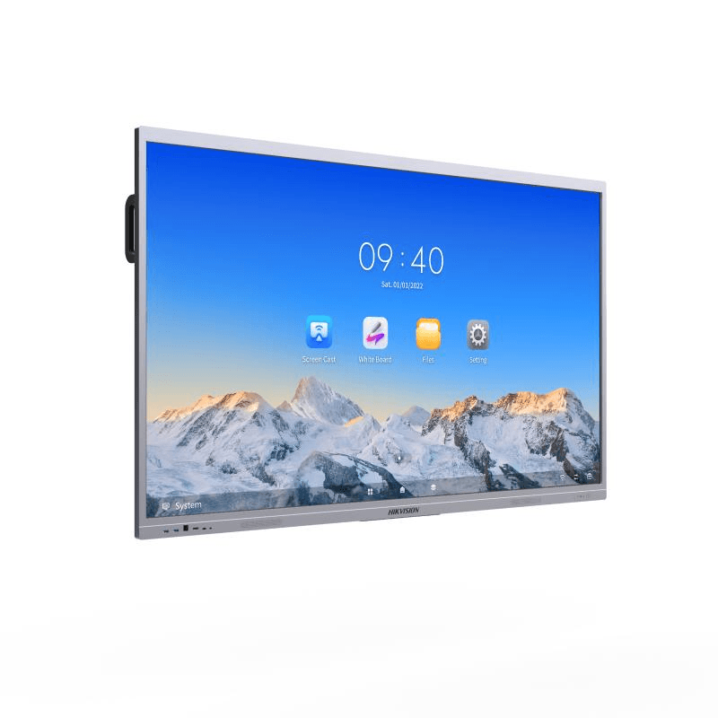 Hikvision 75", 4K Interactive Display, Android 12,  memory 8GB, build-in 128GB storage,  45 points infrared touch, Type-C*2,VGA input*1,DP input*1, HDMI input *3, HDMI output*1, Dual wifi, Buletooth 5.1, industrial screen protection. | DS-D5C75RB/A image