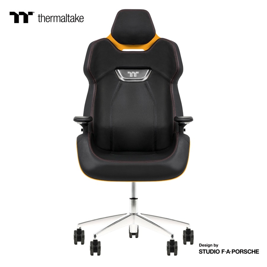 Thermaltake Argent E700 Real Leather Gaming Chair, Design by Studio F. A. Porsche, 4D Adjustable Armrests, Wire-Control Mechanism, 4 Gas Lift-Sanga Yellow image