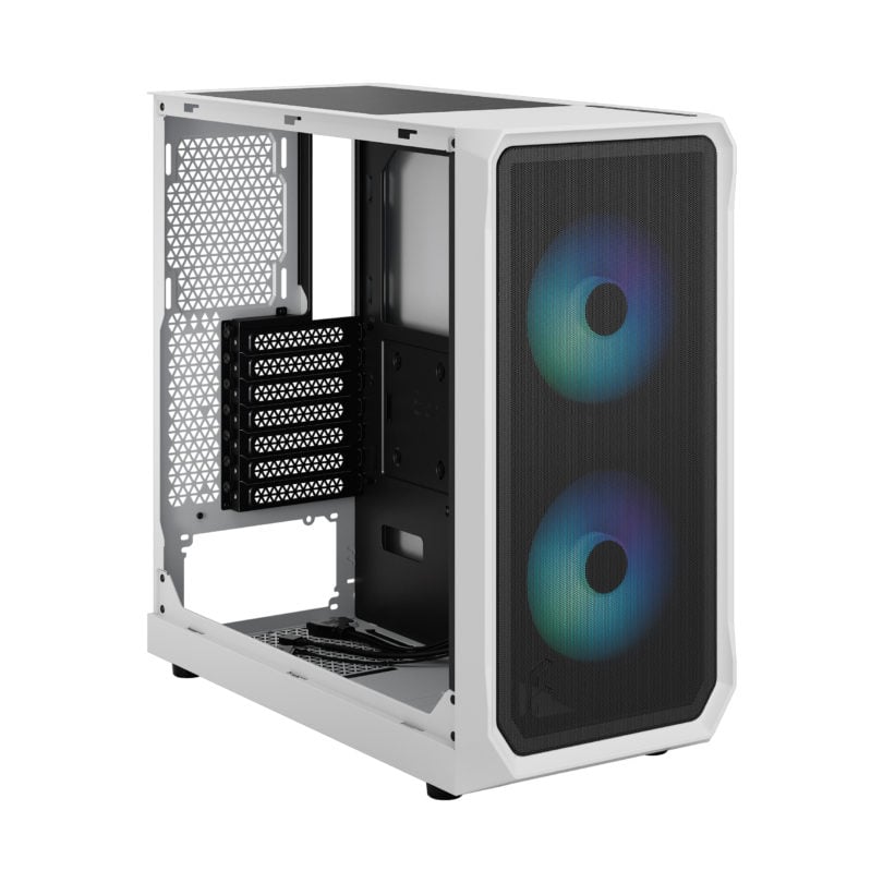Fractal Design Focus 2 RGB TG Clear Tint ATX PC Case, Temp Glass Side Panel, Mesh Design Front, High Airflow, Up to 6x120mm Fan &amp; Up to 360mm Radiator, Smart Config, 2xUSB 3.0, White | FD-C-FOC2A-04 image