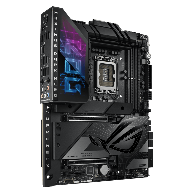 ASUS ROG MAXIMUS Z790 DARK HERO LGA1700 ATX Motherboard, Intel Z790 Chipset, 4x DDR5 DIMM, 192GB Max Memory, Intel WiFi 7, BTv5.4, 2.5Gb ETH, PCIe 5.0 x16, HDMI/Thunderbolt 4/USB-C | 90MB1F90-M0EAY0 image