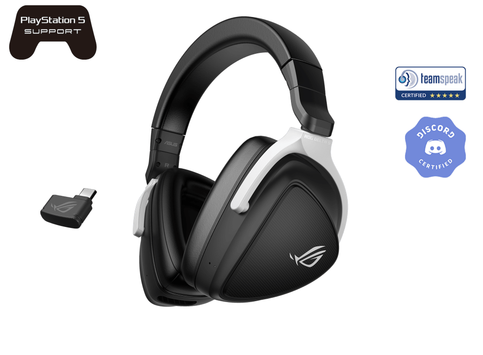 ASUS ROG Delta S Wireless Gaming Headset (AI Beamforming Mic, 7.1 surround sound, 50mm Drivers, Lightweight, Low-latency, 2.4GHz, Bluetooth, USB-C, For PC, Mac, PS4, PS5, Switch, Mobile Device)- Black| 90YH03IW-B3UA00 image