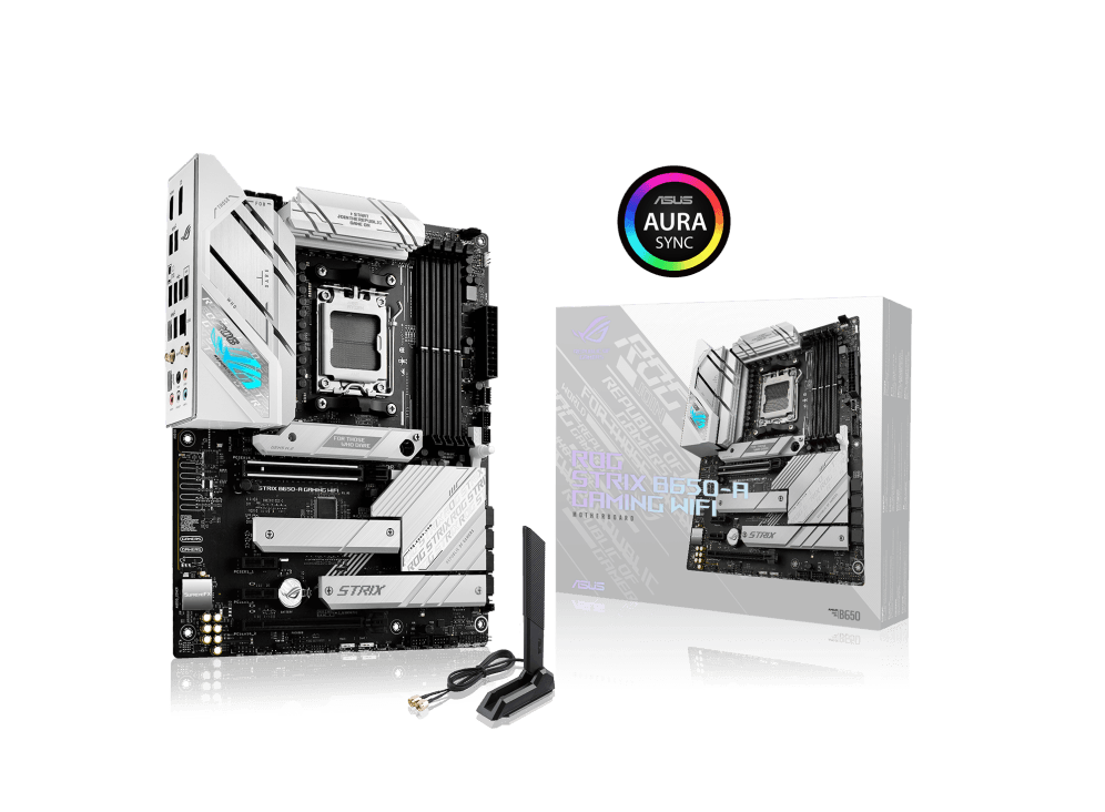 Asus Rog Strix B650-A Gaming Wi-Fi ATX DDR5 Motherboard, AMD Socket AM5, B650 Chipset, 2.5Gb Ethernet, Bluetooth, WiFi 6E 6GHz, Max 128GB 4xDIMM Memory, PCIe 4.0x16, 3xM.2 Slot | 90MB1BP0-M0EAY0 image