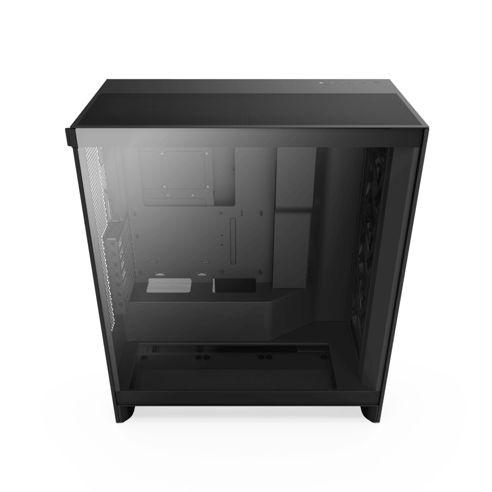 NZXT H7 Flow Mid-Tower ATX Airflow Computer Case, 3x F120Q included, 420mm Radiator Support, SGCC Steel, Ultra-Clear Tempered Glass Material, Up to 10x Fan Capacity, Black | CM-H72FB-01 image