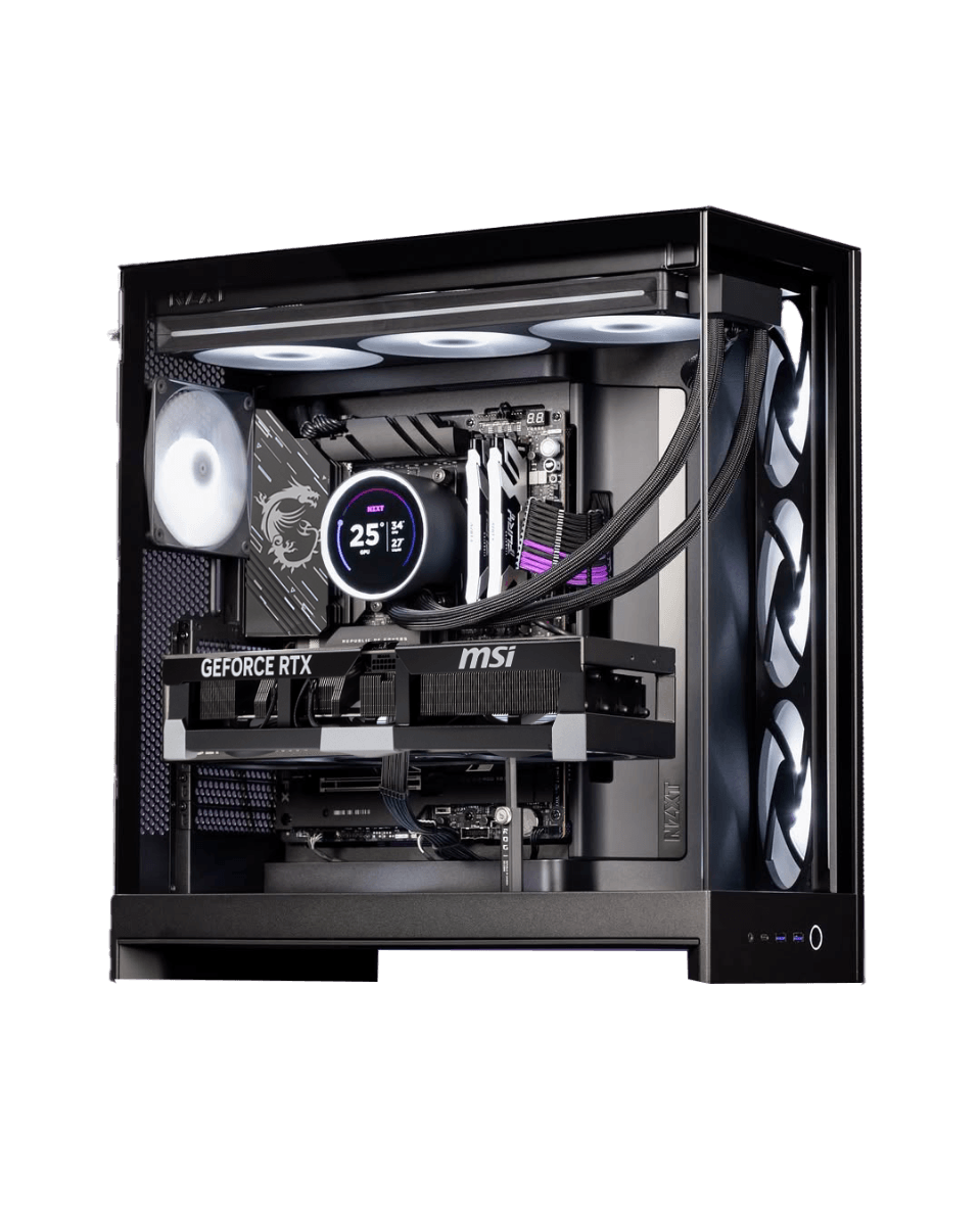 Extreme Gaming & Workstation PC: AMD Ryzen 9 9950X3D (16 Cores) + MSI VENTUS 3X RTX 5090 OC 32GB GDDR7, 96GB DDR5 6000MT/s RGB, 2TB NVMe SSD, 360mm LCD AIO, 1200W Gold ATX 3.1 PSU, WiFi 7, NZXT H9 Flow RGB image