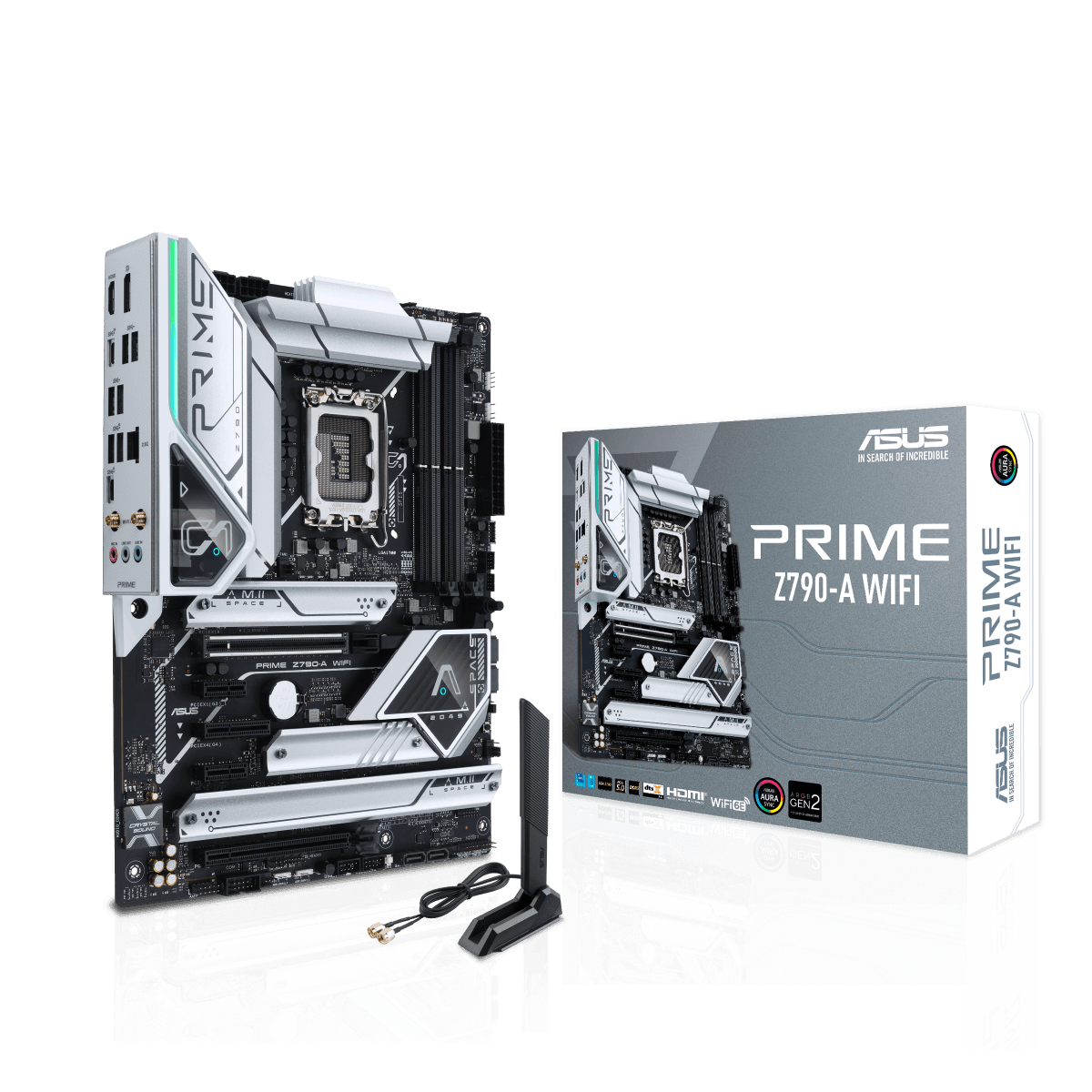 Asus Prime Z790-A Wifi 6E ATX Motherboard, Socket Intel LGA1700, Z790 Chipset, PCIe 5.0, 128GB DDR5 Max Memory, 4x M.2 Slots, Intel 2.5 Gb LAN, USB 3.2, Aura Sync RGB Lighting | 90MB1CS0-M0EAY0 image