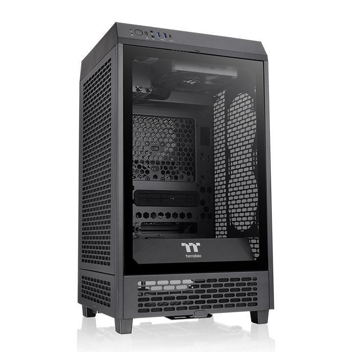 Thermaltake The Tower 200 Mini Computer Case, SPCC+Tempered Glass Material, Supports Up to 280mm Radiator, Up to 4 Fans Support, Removable Dust Filter-Black image