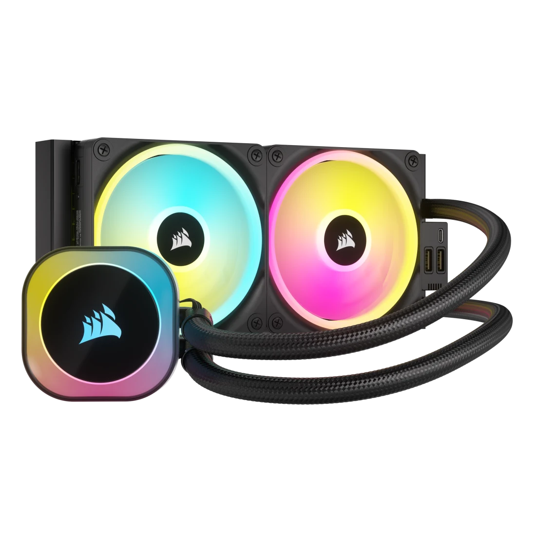 CORSAIR iCUE LINK H100i RGB AIO 240mm CPU Cooler - Black, QX120 Fans, AM5/LGA 1700/1851 | CW-9061001-WW image