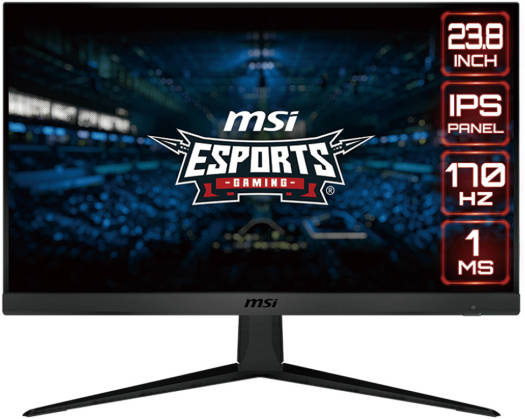 MSI G2412 Flat Gaming Monitor, 24" FHD 1920x1080 IPS Display, 170Hz Refresh Rate, 1ms (MPRT) Response Time, 16.7M Colors, FreeSync Premium, 2x HDMI, 1x DP | 9S6-3BA41T-097 image