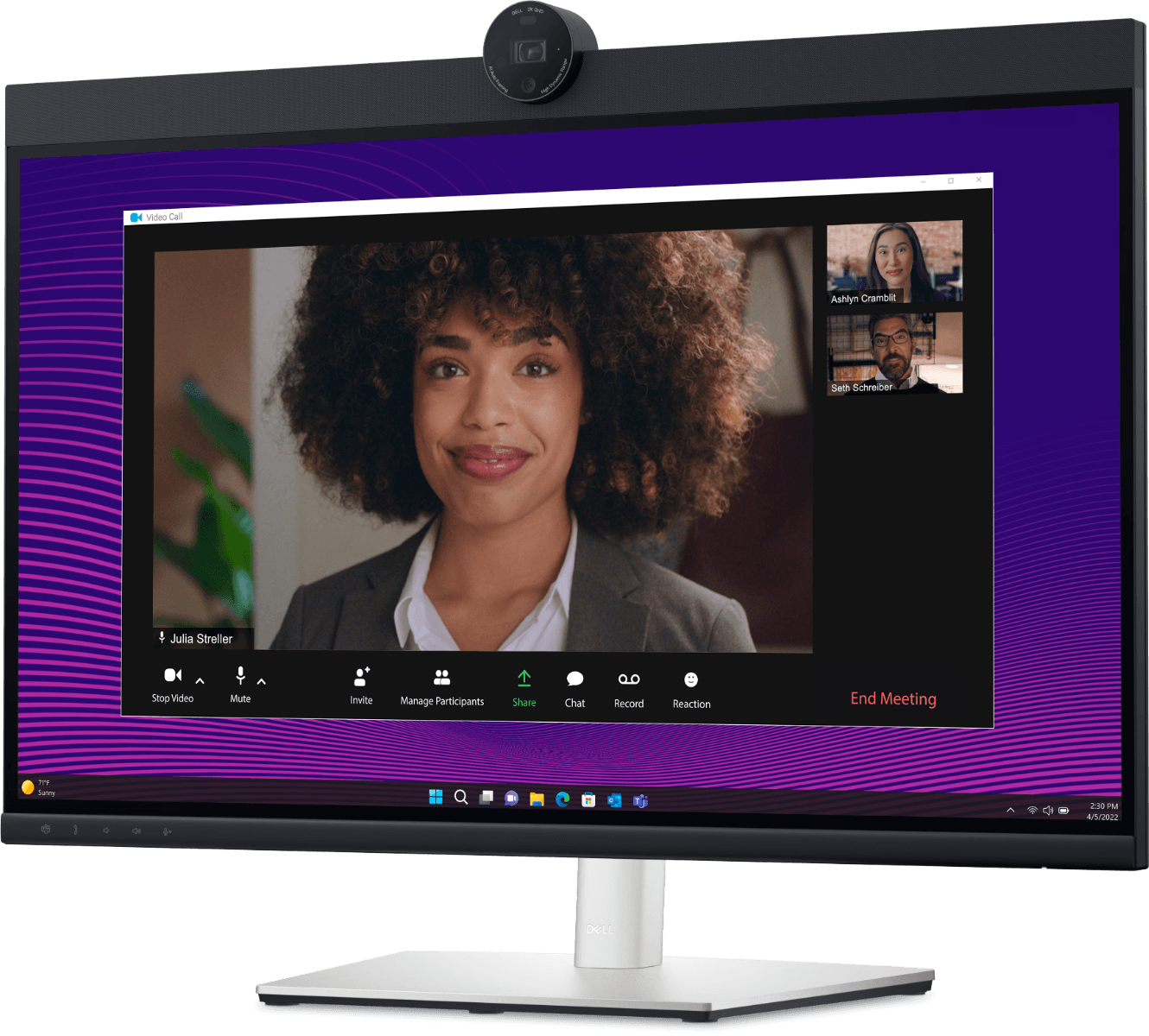 Dell P2724DEB Video Conferencing Monitor, 27" QHD (2560 x 1440) IPS Display, 60Hz, 5ms (Fast GtG), Built-In Camera, Microphone, & Speaker, 16.7M Color Display, Black/White | P2724DEB +Dell 27 P27 Video Conference Monitor image