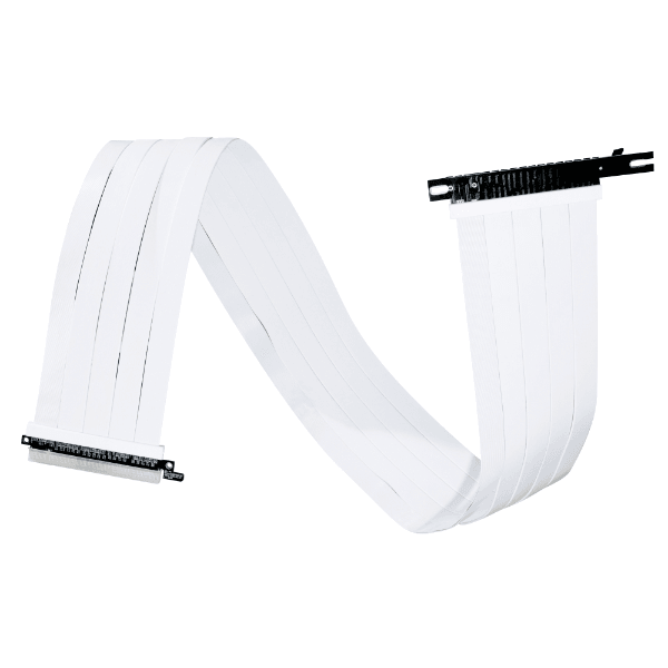 Lian Li Premium PCI-E 16X 4.0 Black Extender Riser Cable, Support Transfer Rates of 16GT/s Bit Rate, Double The Bandwidth of PCIe 3.0, 900mm Cable Length, White | G89.PW-PCIV-4-90W image
