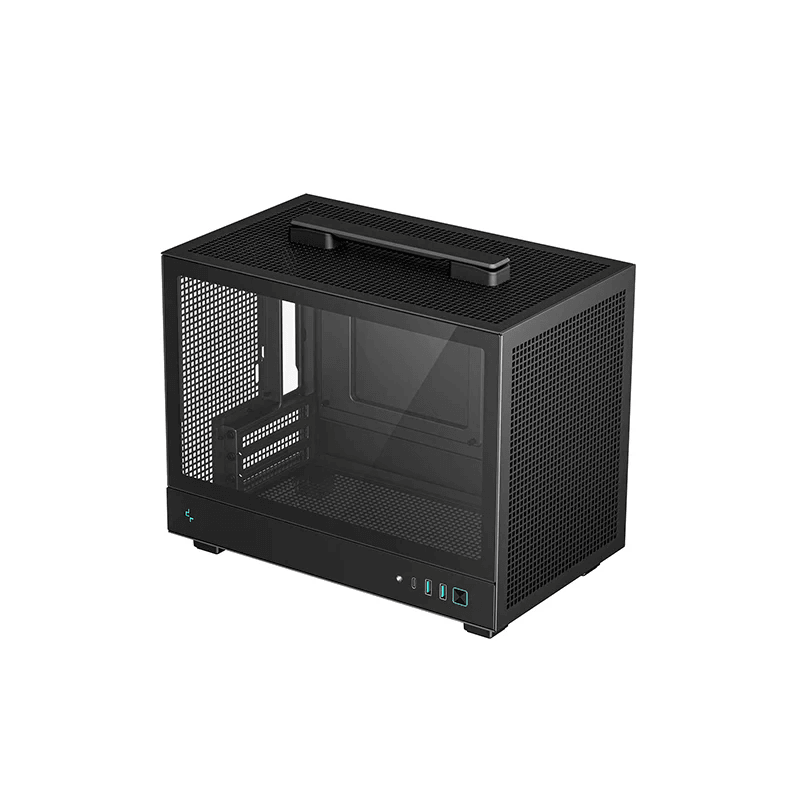 Deepcool CH160 Mini ITX High-Airflow Case, Mini-ITX Motherboard Support, PSU Support Upto SFX L,  1x 2.5 & 3.5 Drive Bays, ABS+SPCC+Tempered Glass, Black | R-CH160-BKNGI0-G-1 image