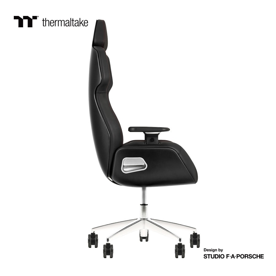 Thermaltake Argent E700 Real Leather Gaming Chair, Design by Studio F. A. Porsche, 4D Adjustable Armrests, Wire-Control Mechanism, 4 Gas Lift-Storm Black image