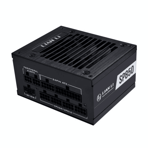 Lian li SP850 V2 Black Fully Modular SFX Power Supply, ATX 3.1 & PCIe 5.0 Ready, Compact 125×100×63.5 mm, 80 Plus Gold, 92mm FDB fan with ZERO RPM | G9P.SP0850G.B000.UK image