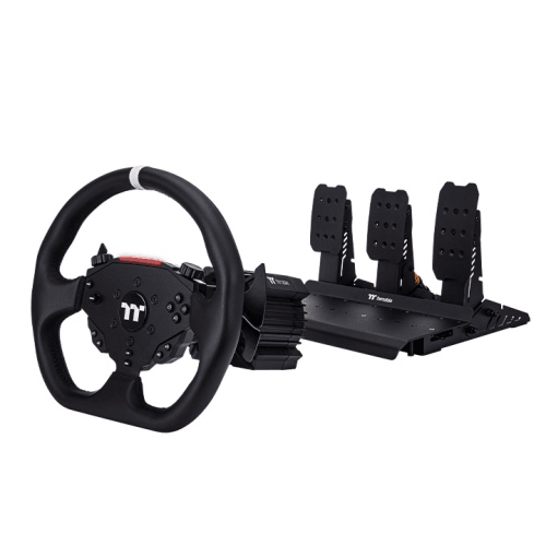Thermaltake G6 Direct Drive Racing Wheel with Pedals Bundle, 13" D-Shaped Steering Wheel, RPM Indicator Lights, 6Nm Direct Drive Servo Motor, Dual Motor Cooling System, Black  GRB-G6D-DGT3BB-01 image