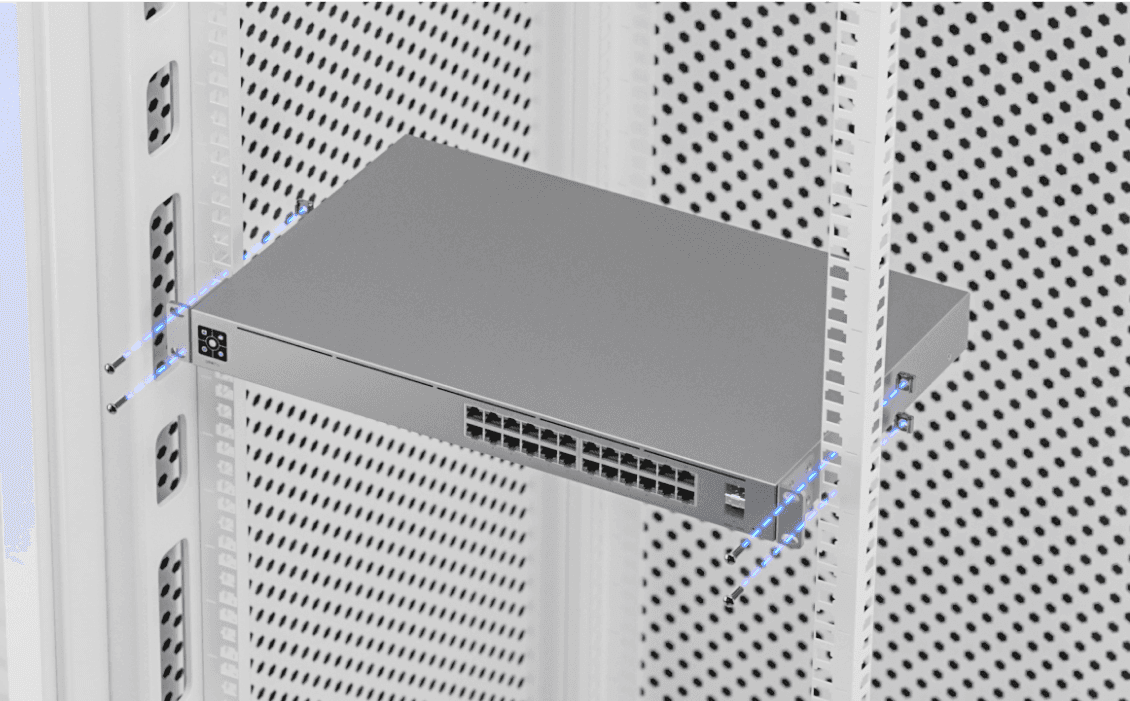 Unifi  USW-Pro-24-PoE  A 24-port, Layer 3 switch capable of high-power PoE++ output, (16) GbE PoE+, (8) GbE PoE++ ports, (2) 10G SFP+ ports, 400W total PoE availability, DC power backup-ready, Layer 3 switching, Near-silent cooling image