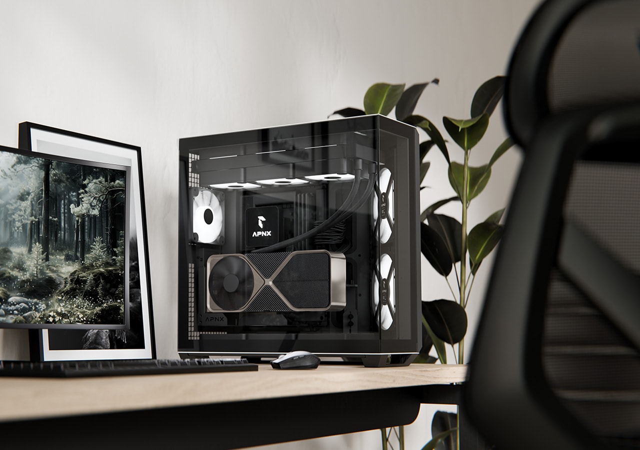 APNX V1 Wood Black Built Gaming PC, AMD 7800X3D Ryzen 7, TUF RTX4080-Super 16GB OC, 32GB (2x16GB) 6400MTs, 2TB 990 PRO, 1000W image