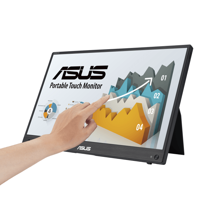 ASUS ZenScreen Touch MB16AHT 16 inch Portable monitor, FHD (1920 x 1080), IPS, 10-point touch, Mini-HDMI, ergo kickstand, tripod socket, ASUS Flicker Free and Low Blue Light technologies | 90LM0890-B01170 image