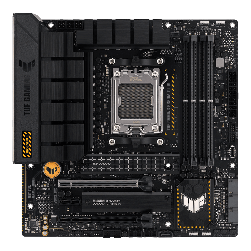 ASUS TUF GAMING B650M-PLUS Micro-ATX AMD Motherboard, AM5 Socket, AMD B650 Chipset, 4x 2-Channel DDR5 128GB Max, 2x M.2, 1x PCIe 4.0/3.0 x16, 4x SATA 6Gb/s, 1xHDMI/1xDP | 90MB1BG0-M0EAY0 image