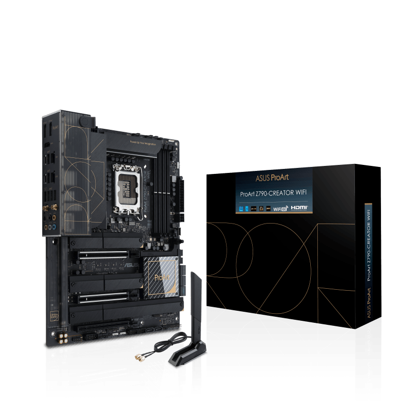 ASUS ProArt Z790-CREATOR WIFI LGA1700 ATX Motherboard, Intel Z790 Chipset, 4 x DDR5 DIMM, 128GB Max Memory, WiFi 6E 6GHz, 10Gb Ethernet, 1 x PCIe 4.0 x16, 1 x HDMI, 2 DP, 6x USB 3.2, 90MB1DV0-M0EAY0 image