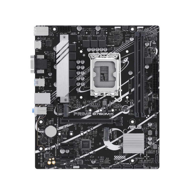 ASUS Prime B760M-K  Intel B760 LGA 1700 mATX motherboard with PCIe 4.0, 2x PCIe 4.0 M.2 slots, DDR5, Realtek 2.5Gb Ethernet, VGA, HDMI, SATA 6 Gbps, front USB 3.2 Gen 1, Aura Sync |90MB1FI0-M0EAY0 image