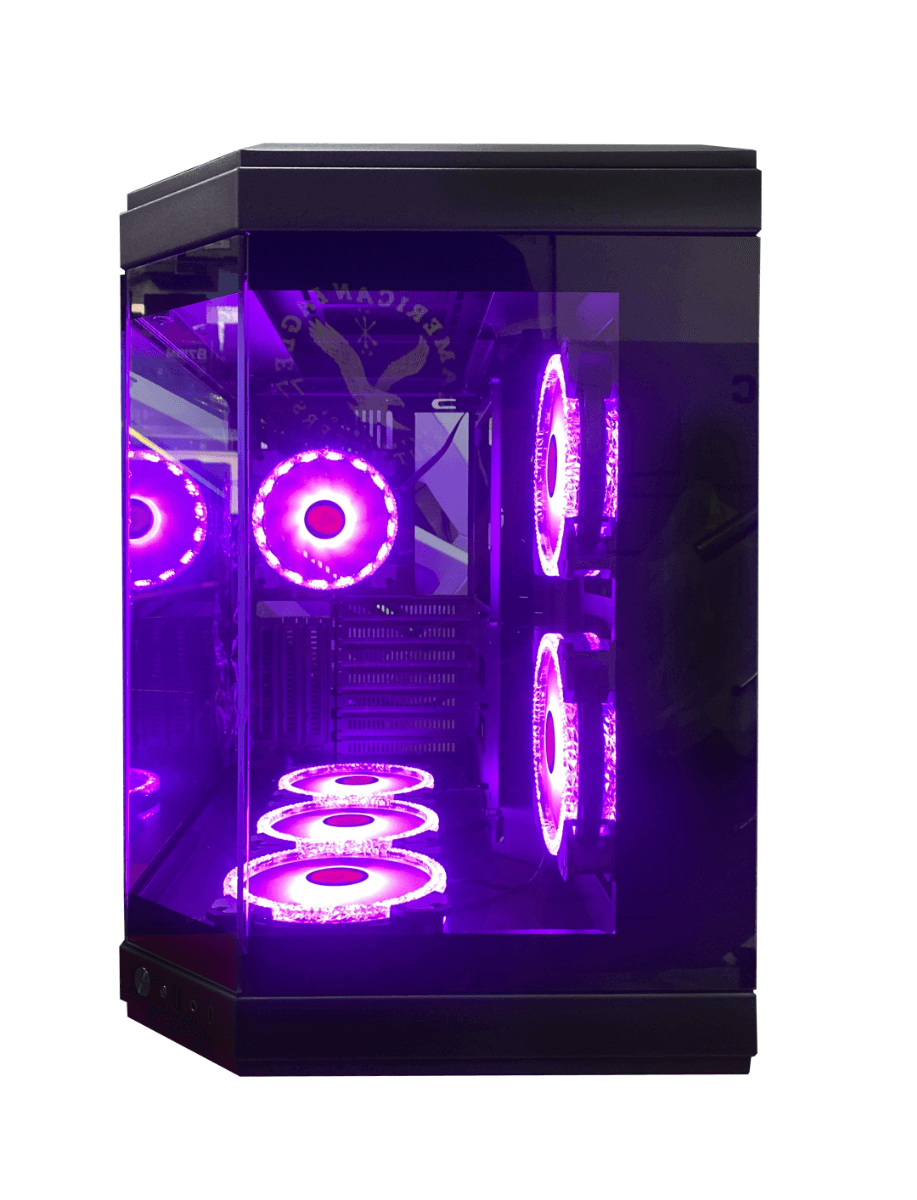 WJCOOLMAN Y40 - 6F Diamond ATX Gaming PC Case, Tempered Glass Pannels, Up to 360mm Radiators Support, 6x Pre Installed Diamond Fans, ???3.5???HDD *2. ???2.5??? SDD*2, USB 3.0 *1/Type-C *1, Black | Y40 - 6F image