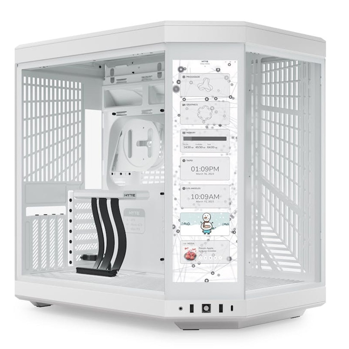 Hyte Y70 Touch Dual Chamber Mid-Tower ATX Case, ITX, mATX, ATX, EATX, PCIE 4.0 x 16 riser cable included, 1x USB-C 3.2 Gen 2, 2x USB-A 3.2 Gen 1, 1x 3.5mm Audio/Mic Combo Jack White | CS-HYTE-Y70-WW-L image