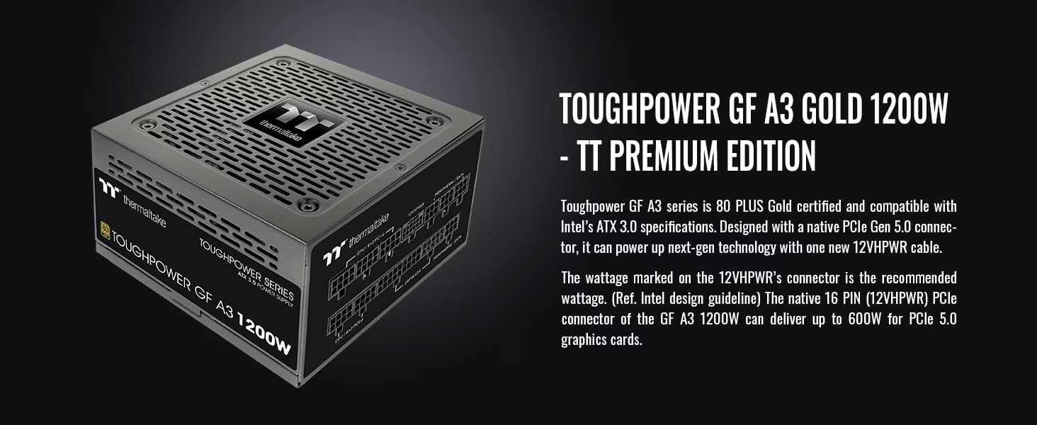 Thermaltake GF A3 1200W Gold PSU | ATX 3.0 & PCIe 5.0