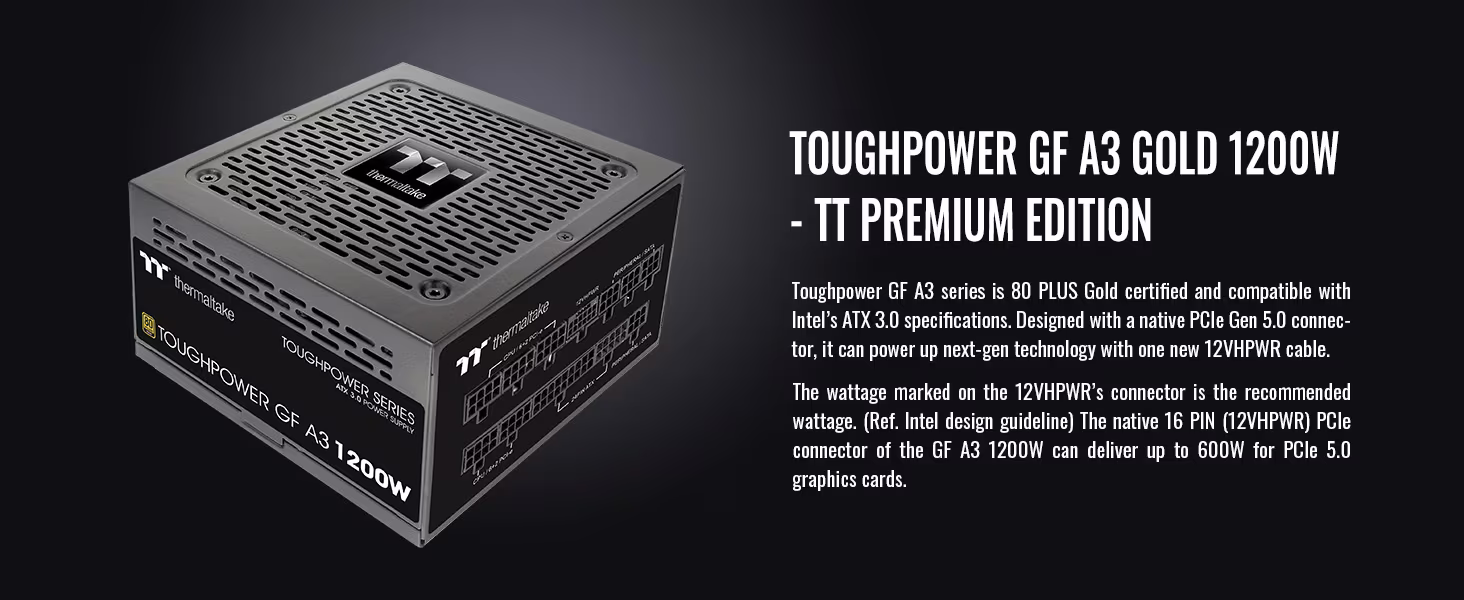 Thermaltake GF A3 1200W Gold PSU | ATX 3.0 & PCIe 5.0