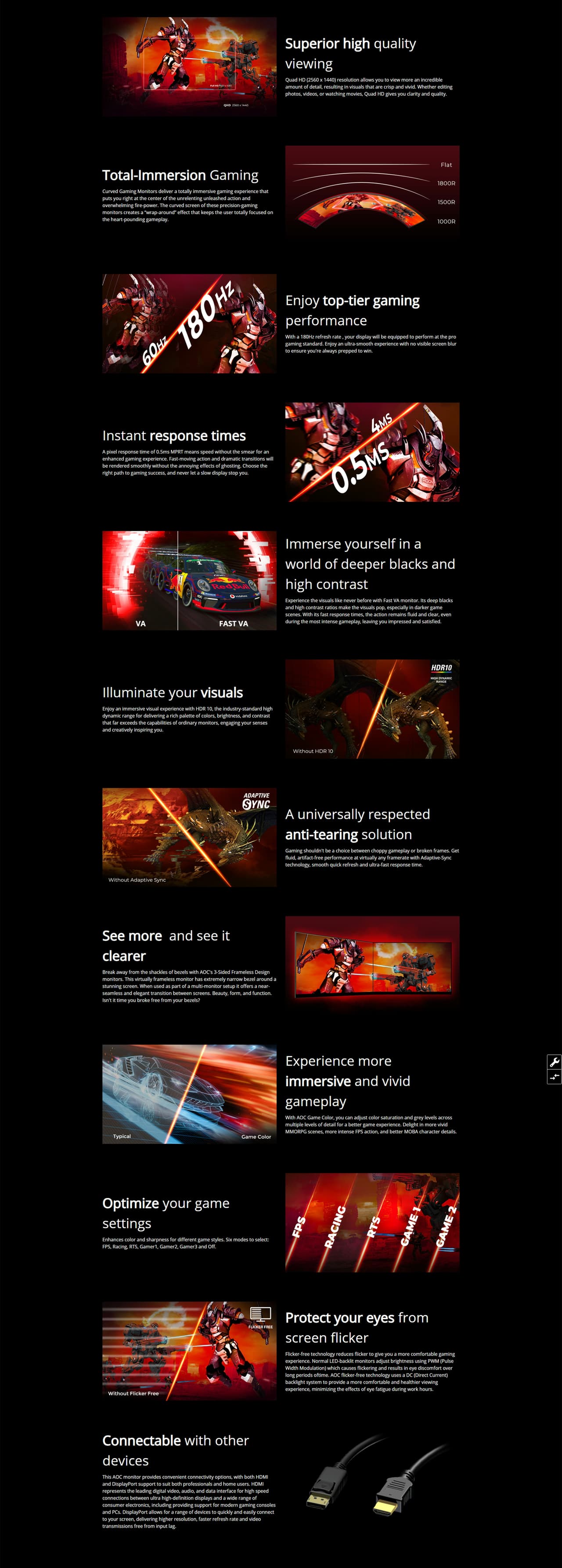 AOC CQ27G4 Curved Gaming Monitor, 27 VA Display