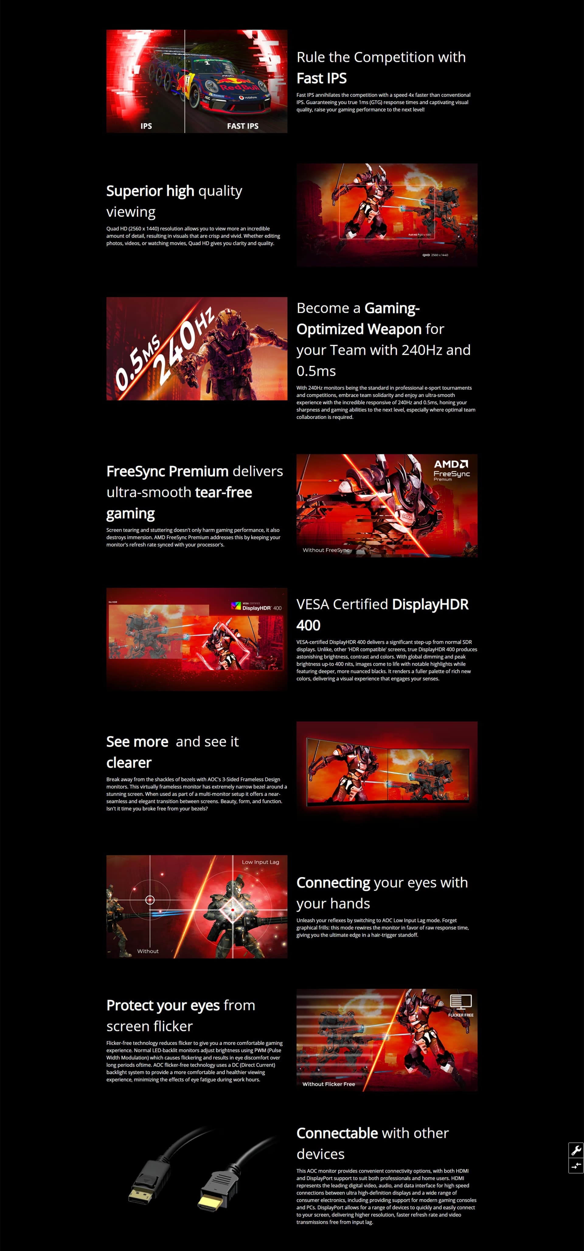 AOC Q27G3ZE 27 240Hz QHD Gaming Monito