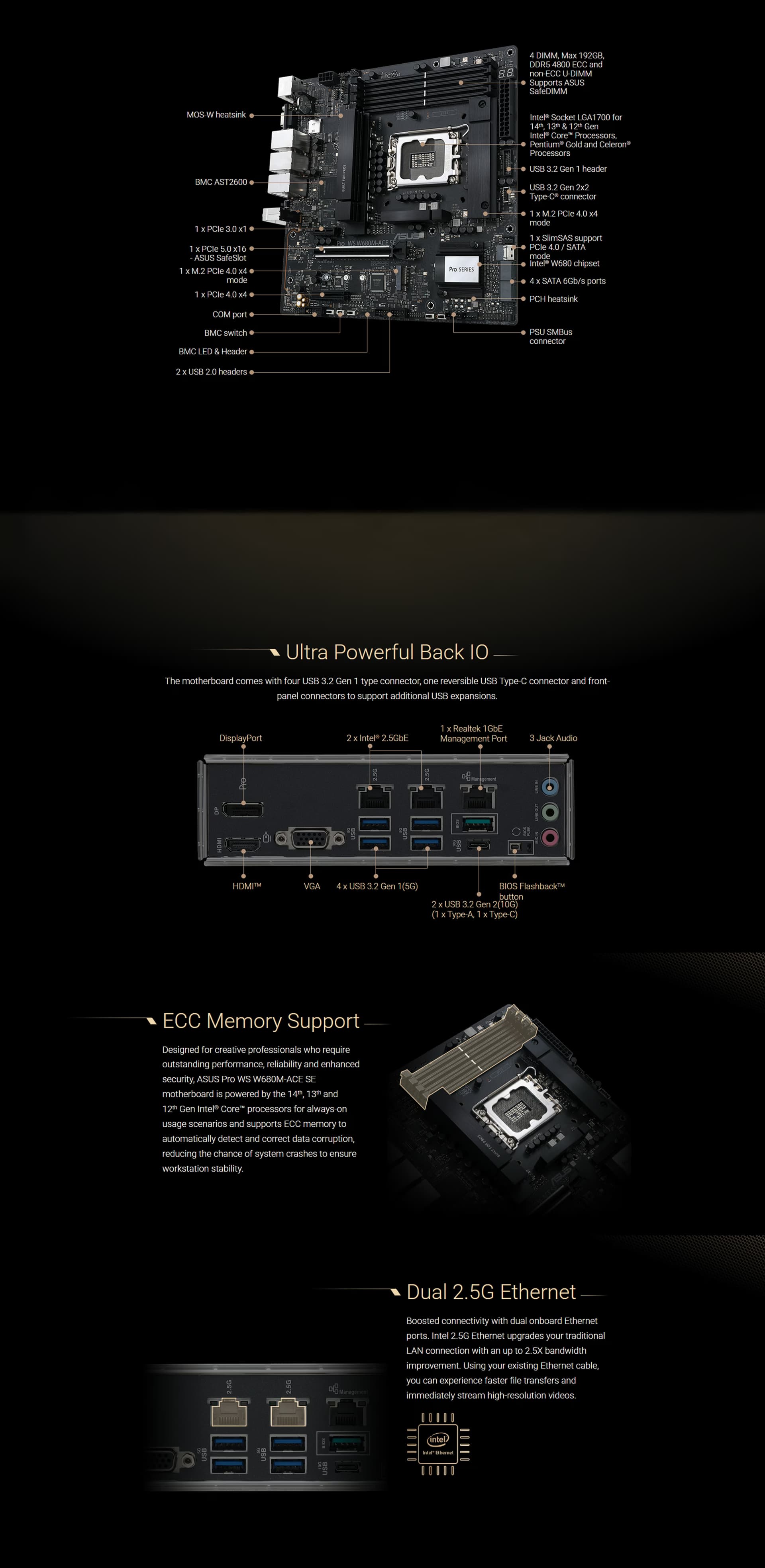 ASUS Pro WS W680M-ACE SE Micro-ATX Workstation Motherboard product overview image