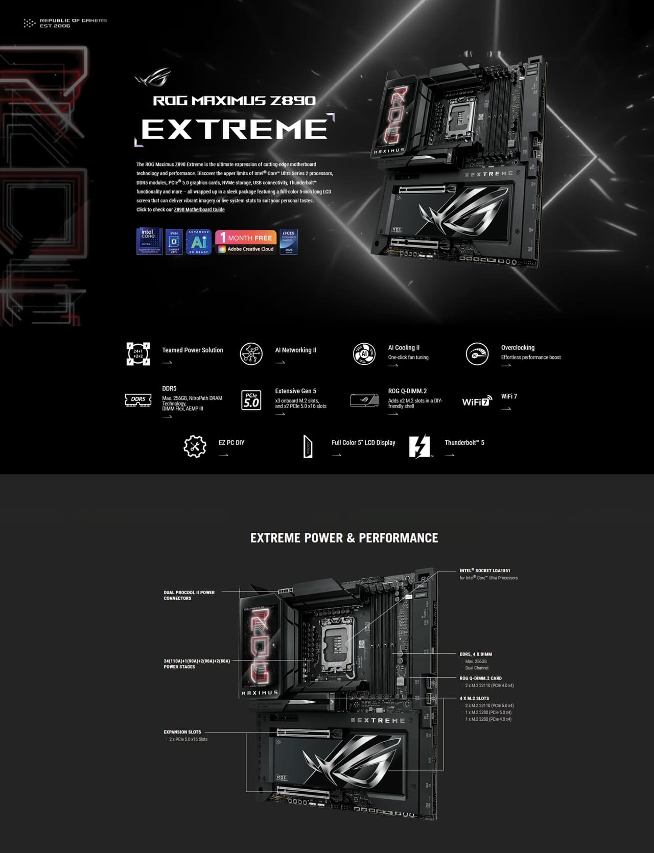 ASUS ROG Maximus Z890 Extreme LGA 1851 ATX Motherboard overview image