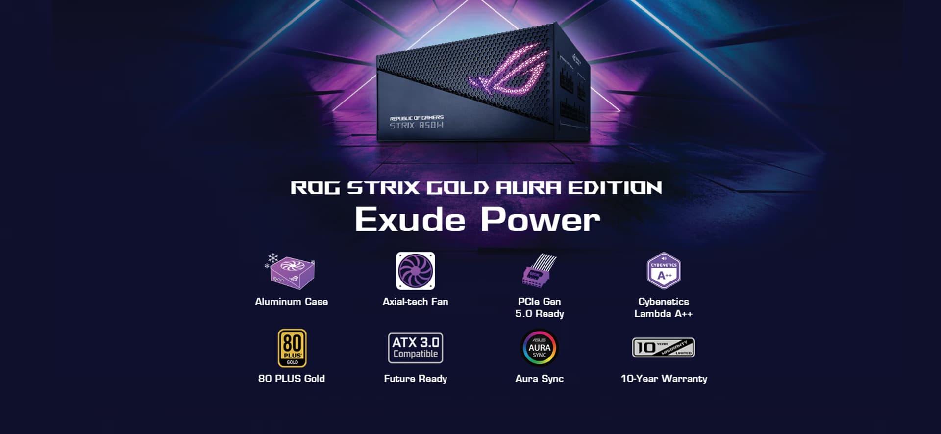 ASUS ROG Strix 850W Gold Aura PSU | ATX 3.0 & ARGB
