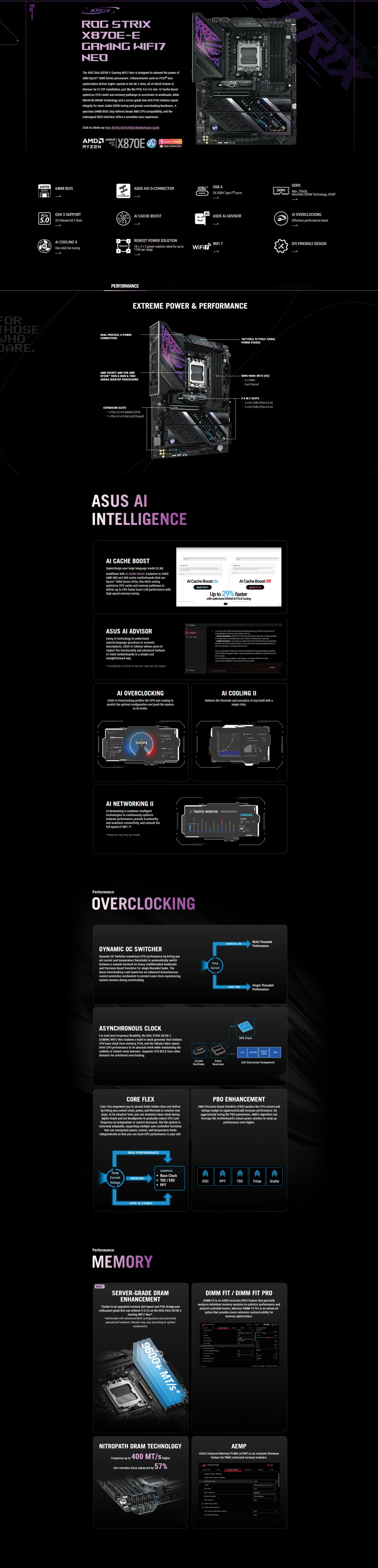 ASUS ROG Strix X870E-E Gaming WiFi 7 NEO AMD AM5 X870E ATX motherboard DDR5 4-slot PCIe 5.0 Dolby Atmos AI gaming 90MB1P20-M0EAY0