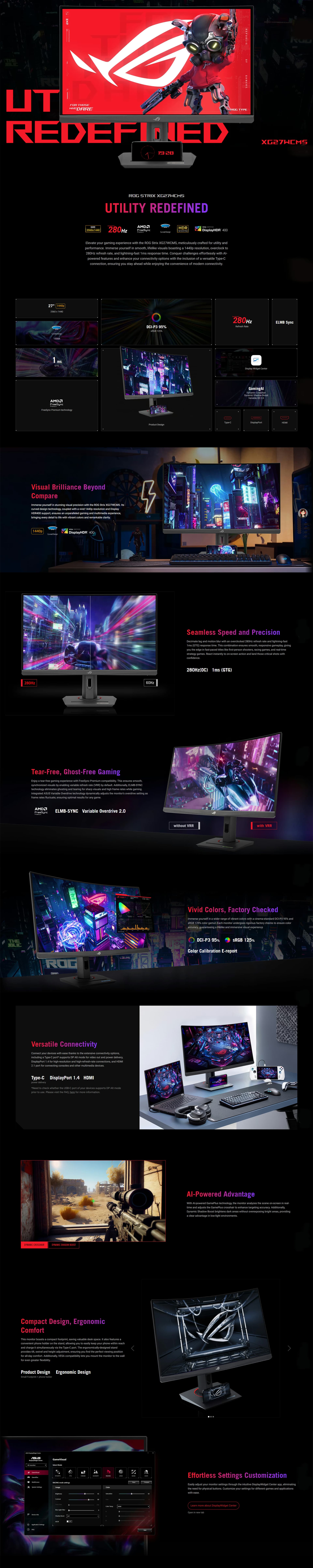 ASUS ROG Strix XG27WCMS USB Type-C Gaming Monitor