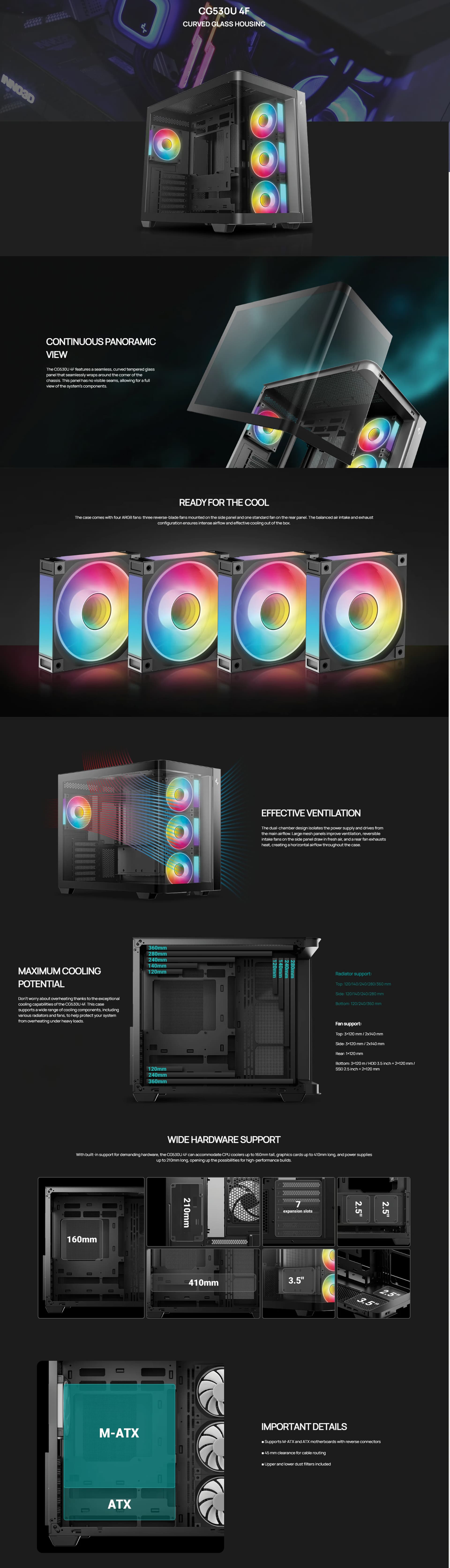 DeepCool CG530U 4F Panoramic Curved Glass ATX Case OVERVIEW