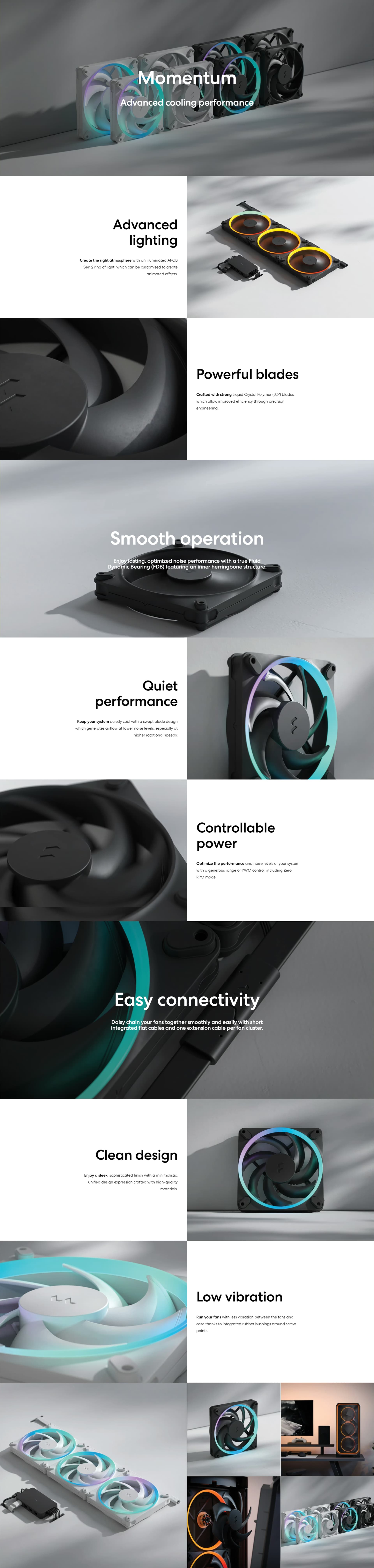 Fractal Design Momentum 12 RGB White 120mm Case Fan overview