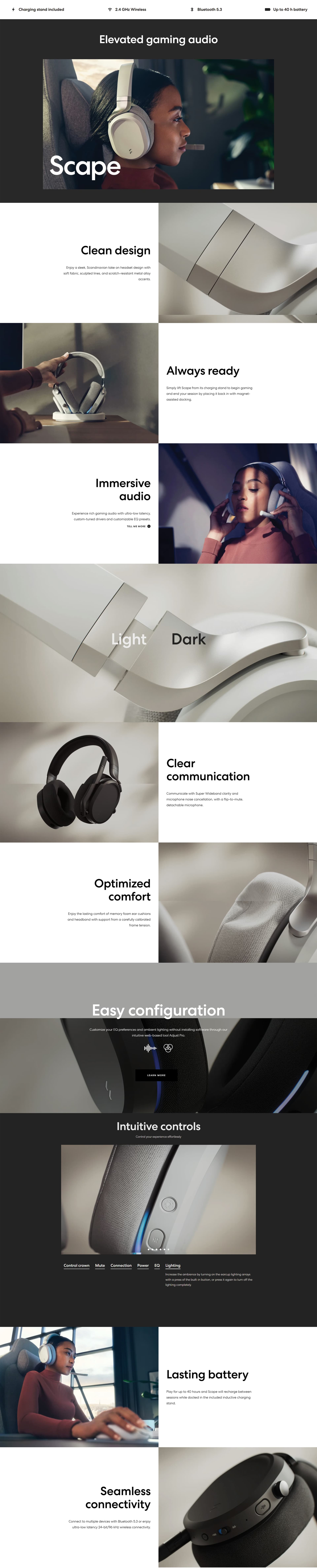 Fractal Design Scape Dark Wireless Gaming Headset OVERVIEW IMAGE