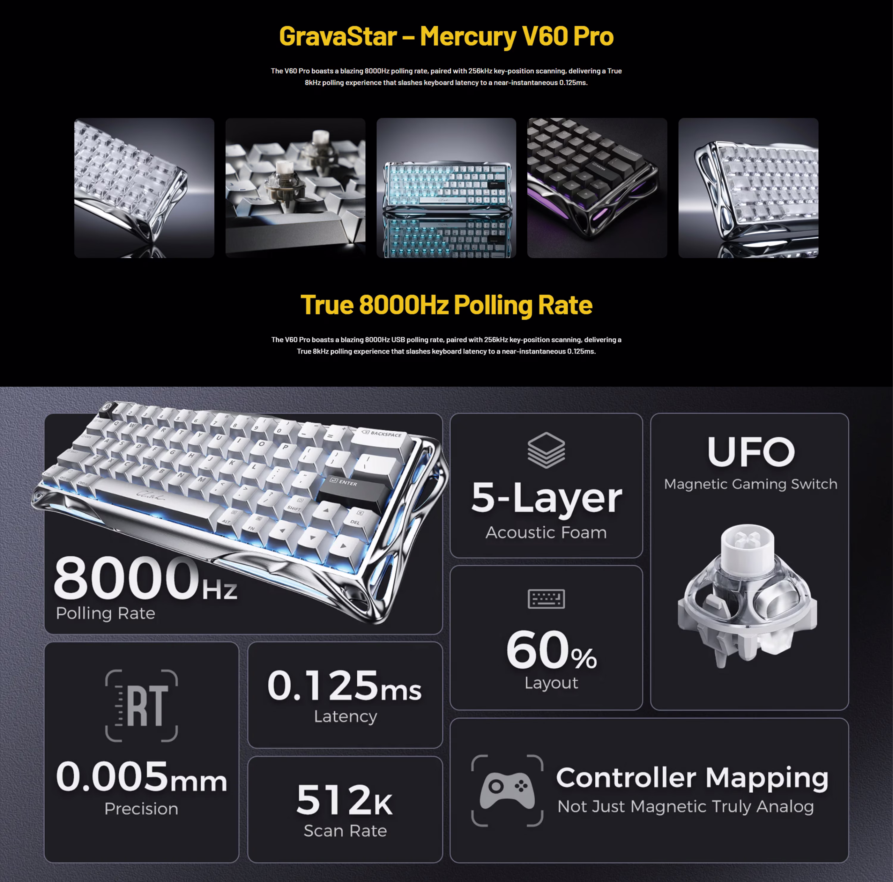 GravaStar Mercury V60 Pro Deluxe | 8kHz Magnetic Keyboard