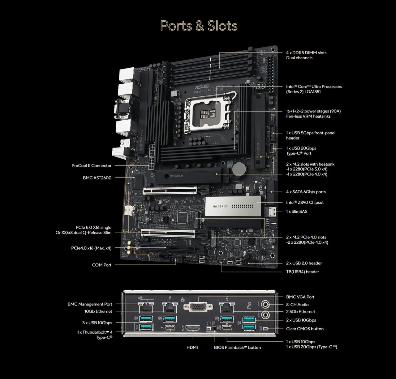 Intel Z890 LGA1851 ATX workstation motherboard overview image