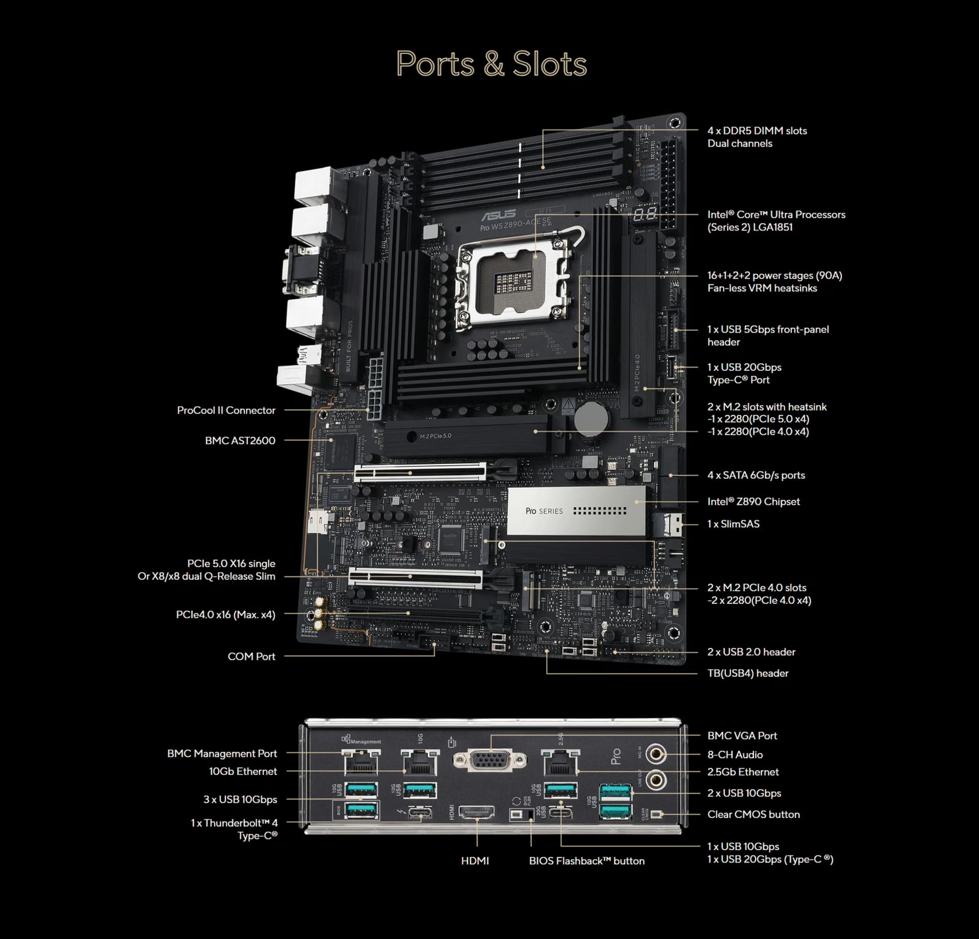 Intel Z890 LGA1851 ATX workstation motherboard overview image