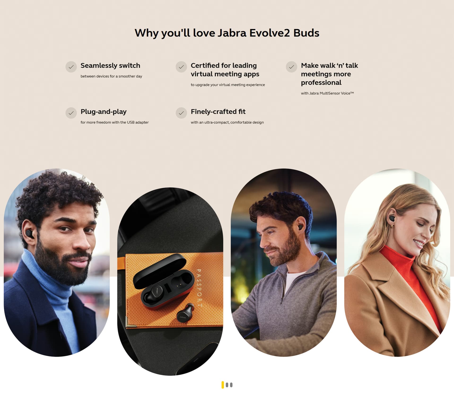Jabra Evolve2 Buds USB-C UC, Professional True Wireless Earbuds product overview image