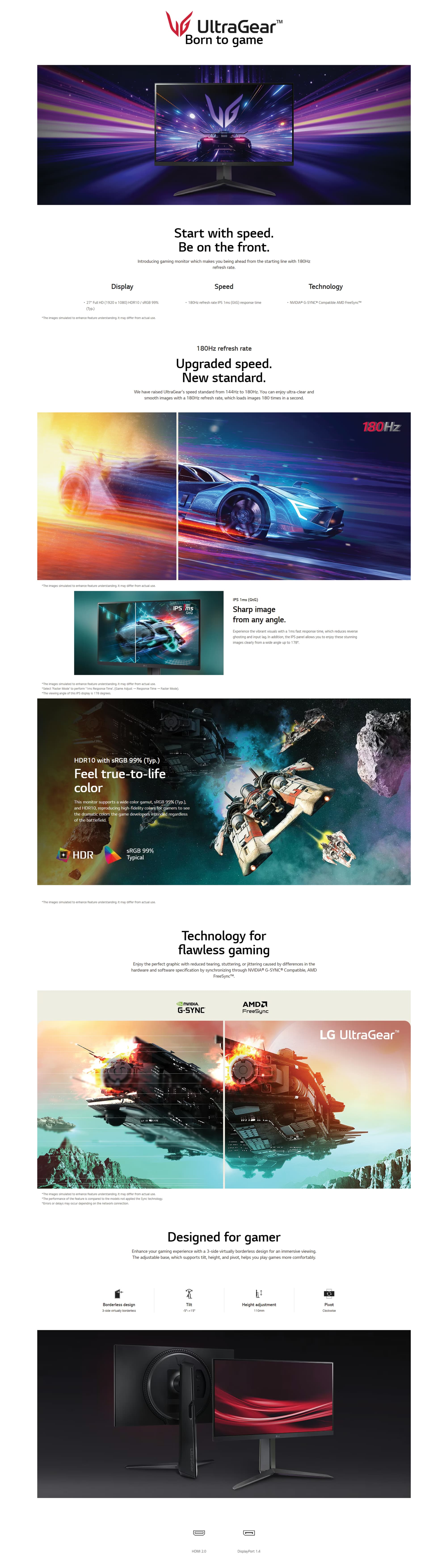 LG 27" UltraGear 180Hz IPS Gaming Monitor