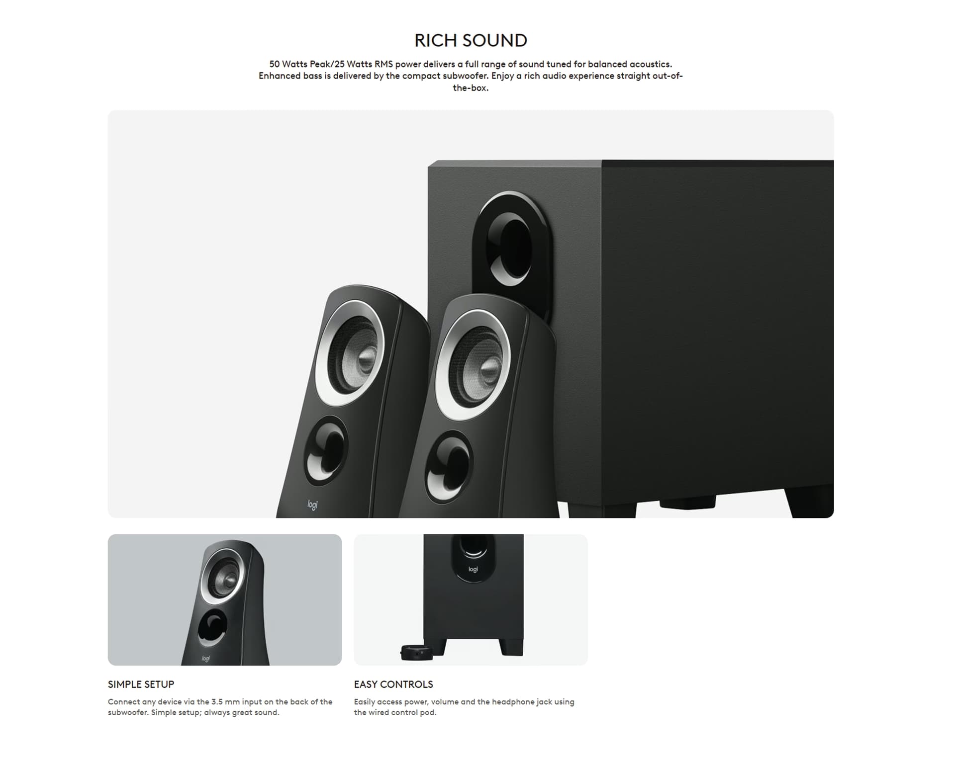 LOGITECHZ31350W2IN1SPEAKER980000447WITHCONTROLPOBANDSUBWOOFER5099206024243UAE