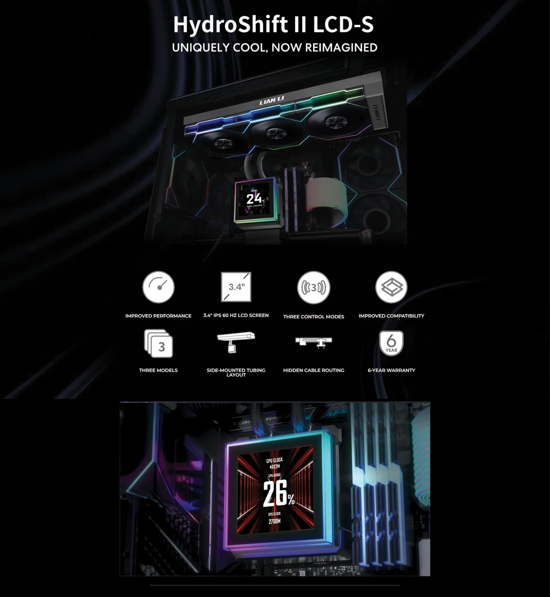 Lian Li HydroShift II LCD-S 360 Fanless AIO - Black PRODUCT OVERVIEW IMAGE