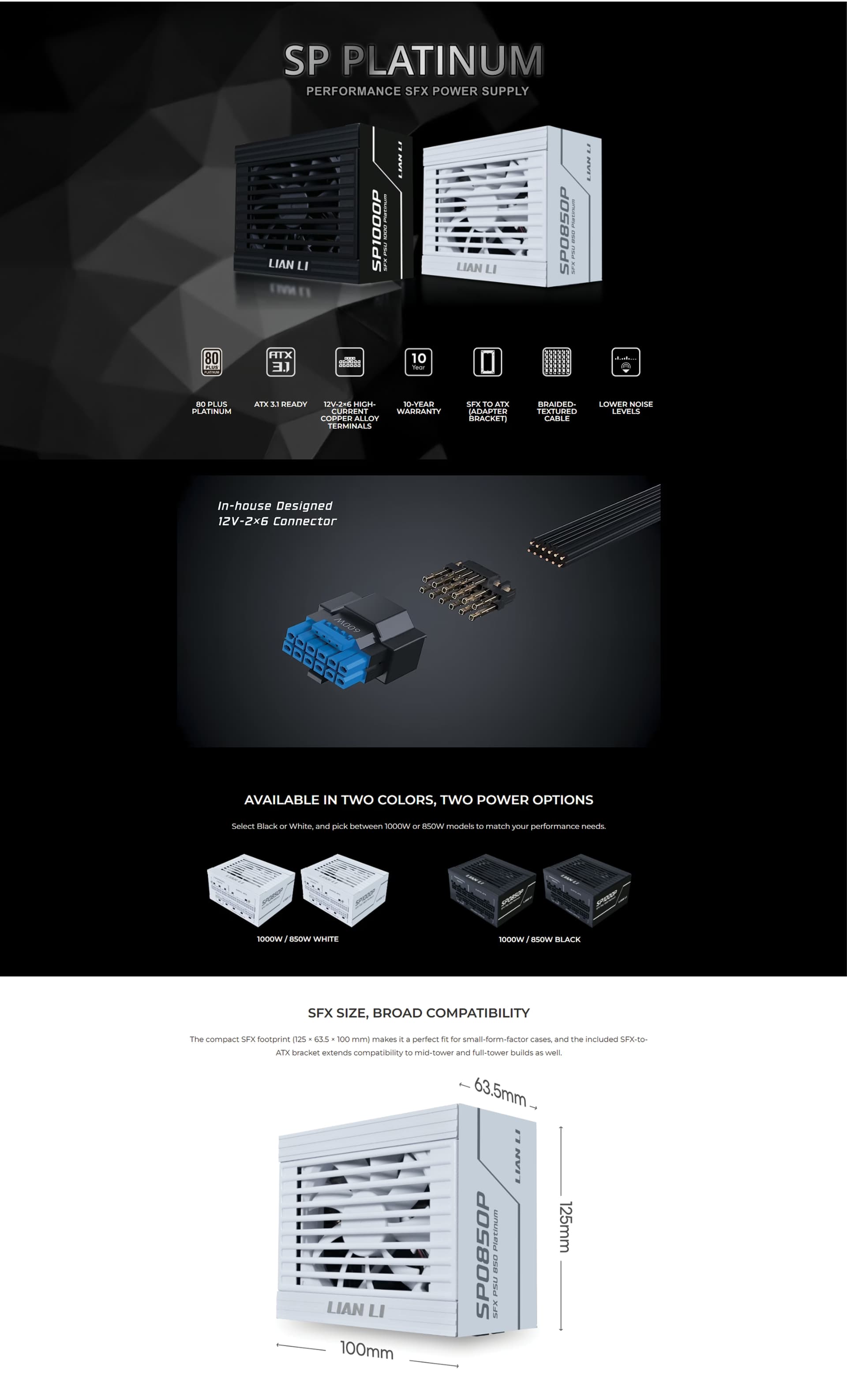 Lian Li SP1000P Black 1000W SFX Power Supply OVERVIEW IMAGE