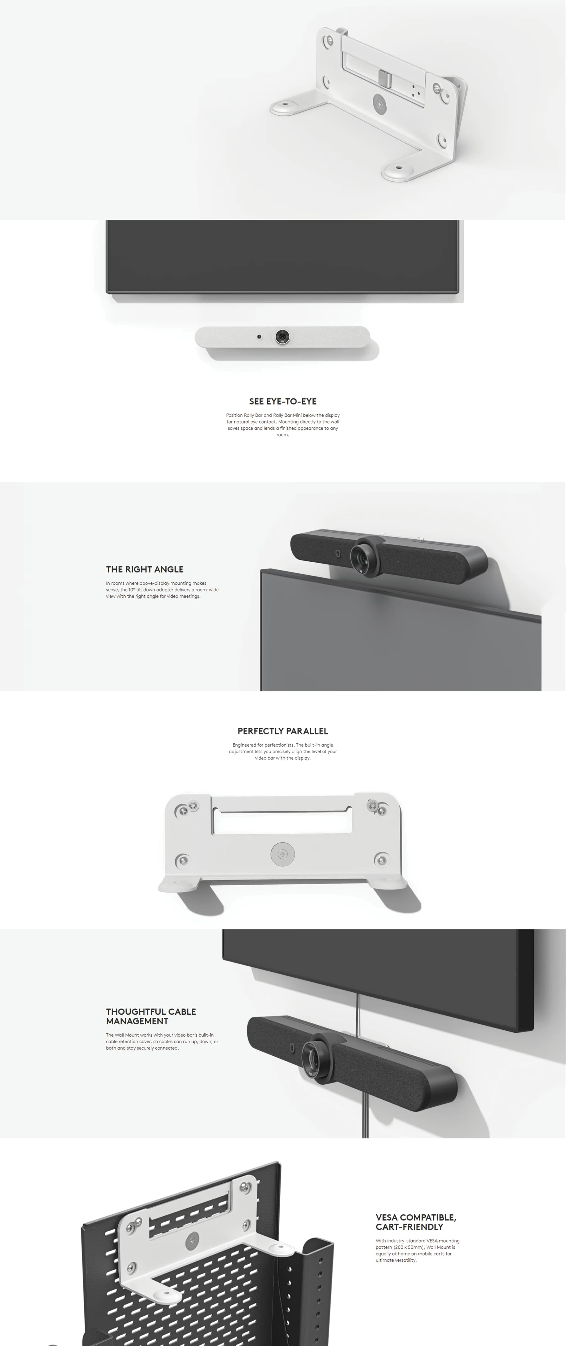 Logitech Rally Wall Mount for Video Bars. Designed specifically for the Logitech Rally Bar and Rally Bar Mini