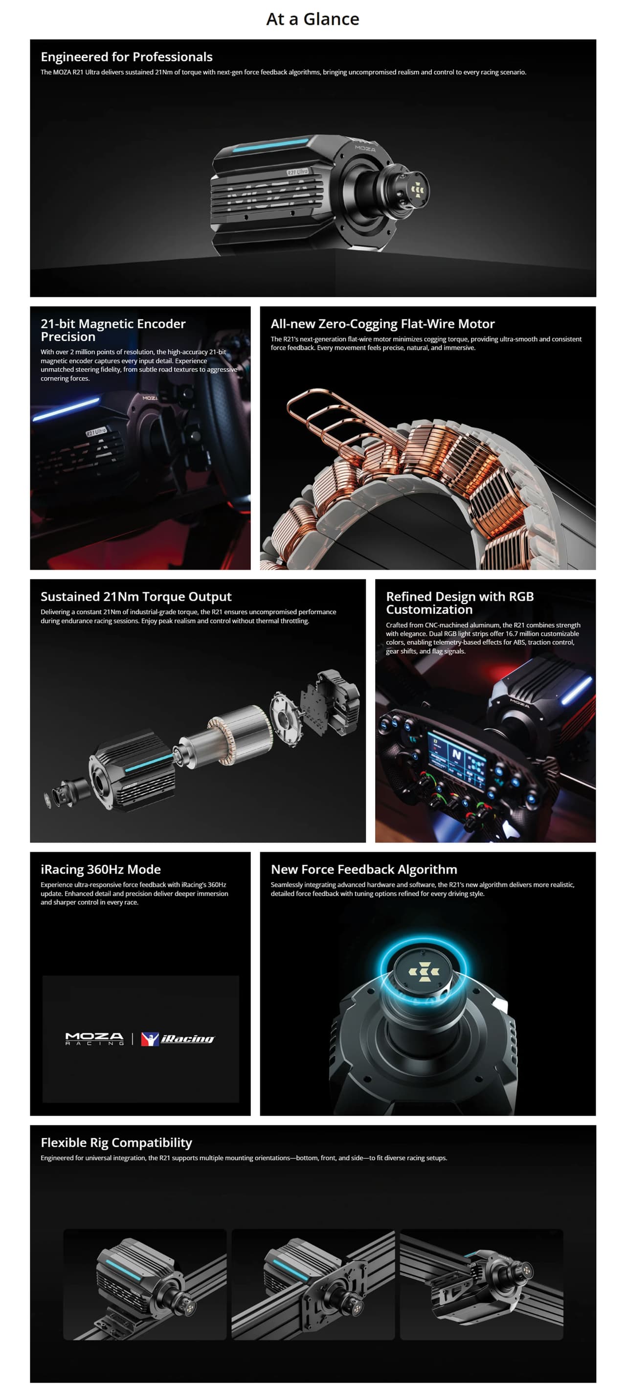 MOZA R21 Ultra 21Nm Direct Drive Wheel Base Professional PRODUCT DESCRIPTION IMAGE